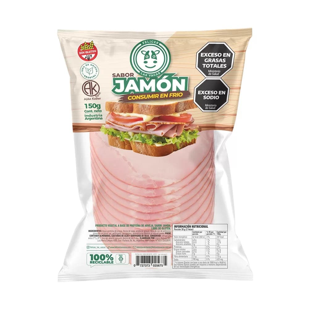 Jamón vegano fetas felices las vacas